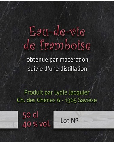 Eau-de-vie de framboise, 40 % vol.